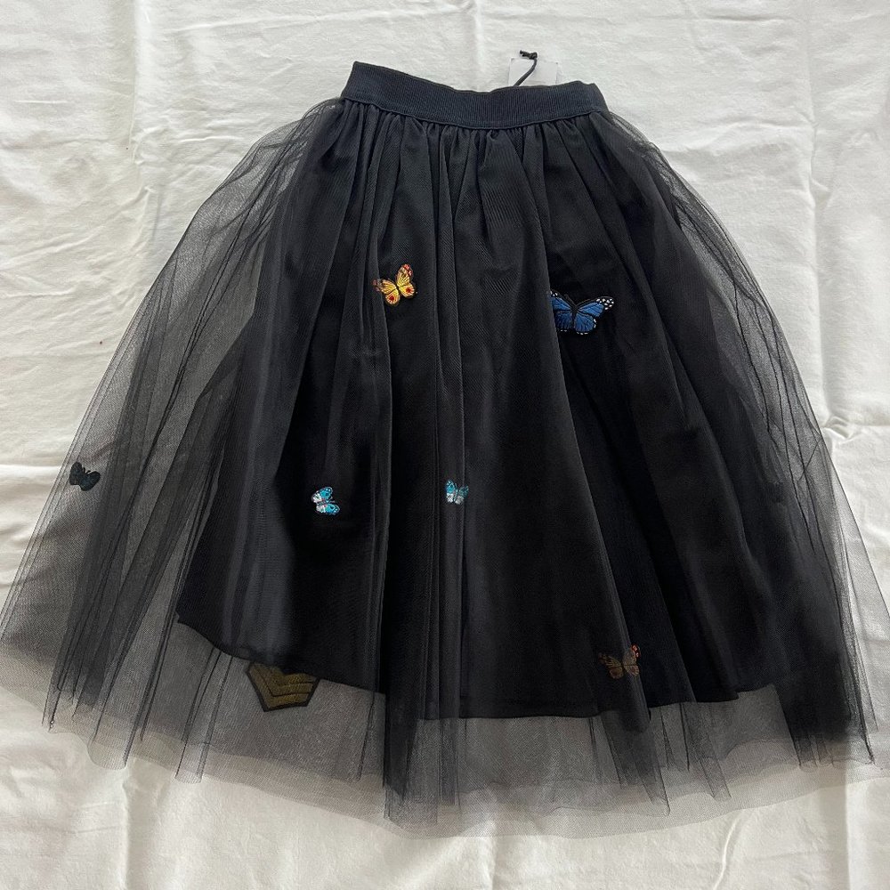 Yoox George J Love S Black A Line Full Embroidered Tulle Skirt